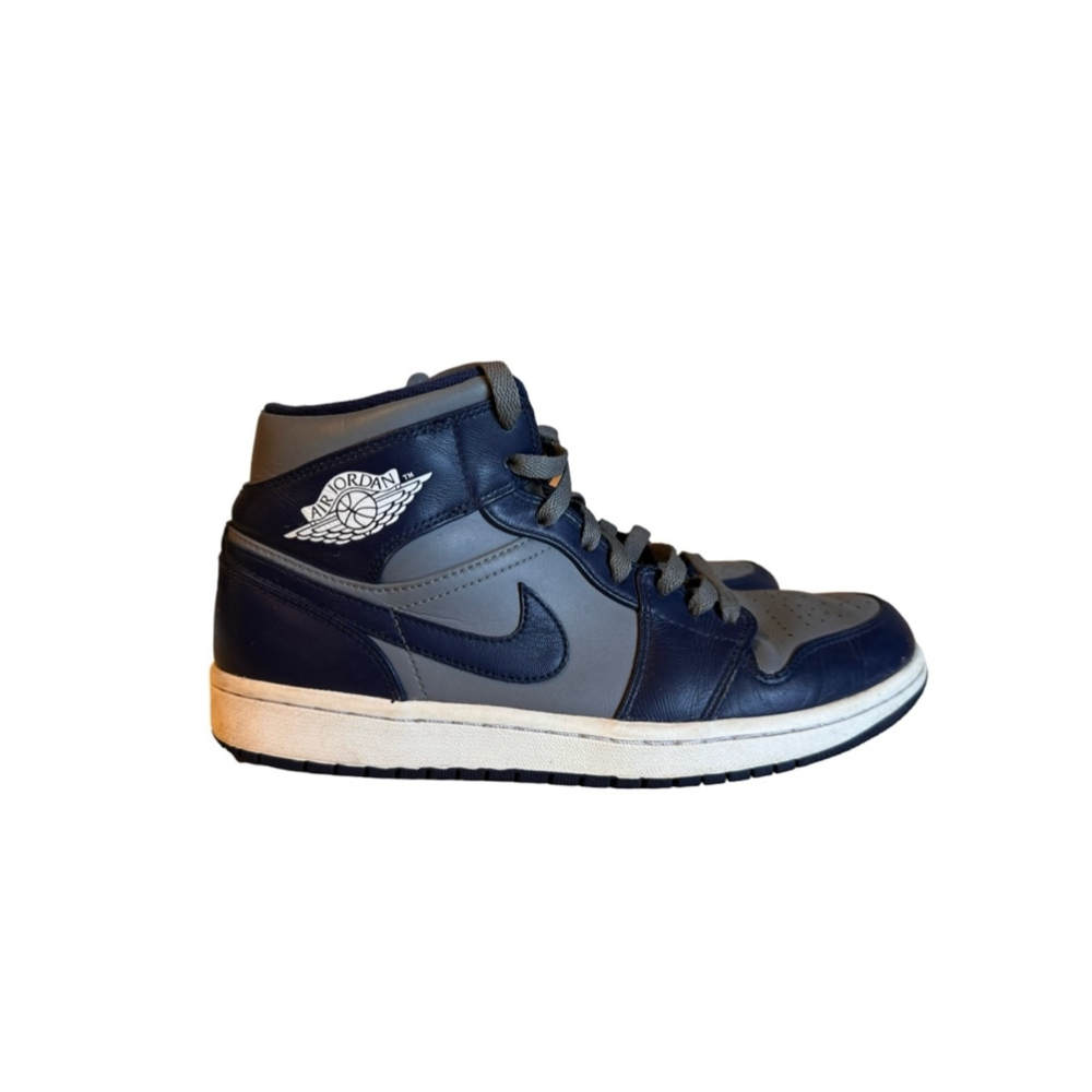 Nike Air Jordan 1 Mid Georgetown Midnight Navy Cool Grey Mens Sz 9.5 - Picture 2 of 9